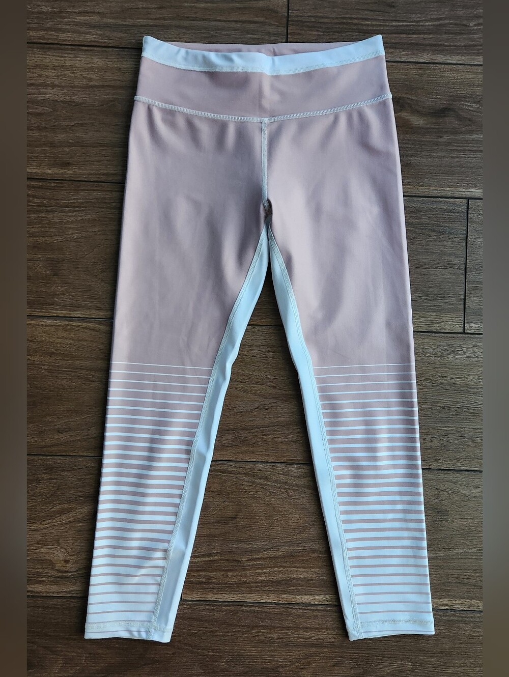 Allfenix Australia Capri Length Legging Pink White Stripe Size Medium